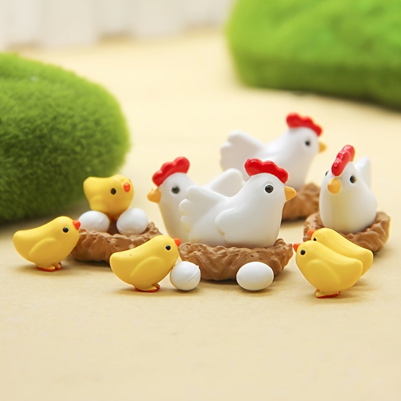 

8 pièces/Pack Miniatures Poules Famille Accessoires de Jardin Décorations pour Micro Paysage Extérieur Bureau Terrasse Pelouse Jardin DIY Kit Cadeau