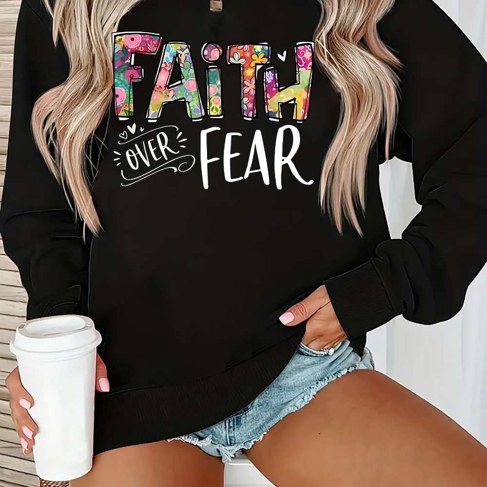 

Letter Pattern, Comfortable Long Sleeve Round Neck Sweatshirt, Fashionable Women's Top, Regular Style, Suitable For All