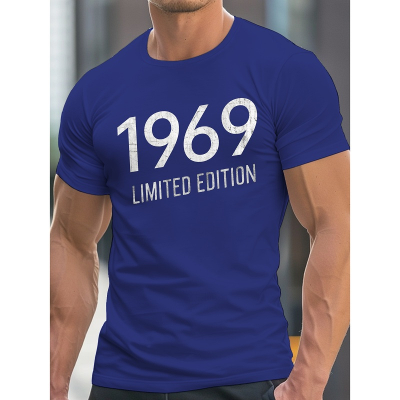 

1969 Men's T-shirt - Casual Crew Neck, Short Sleeve, Lightweight & Comfy Summer Tee With Geometric Print