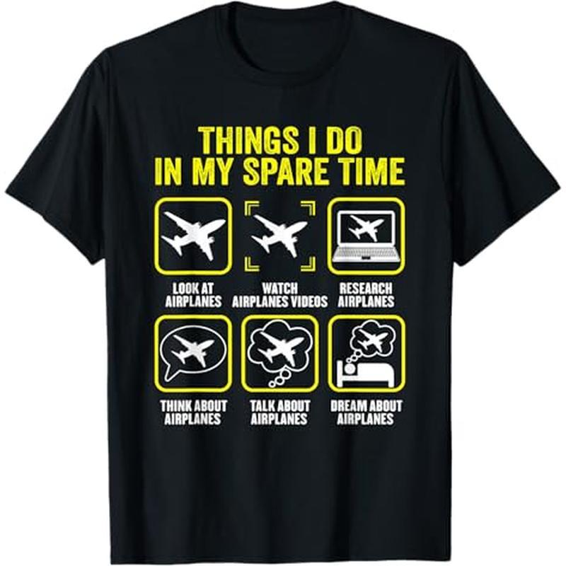 

Things I My Airplanes Aviation T-shirt, 100% Cotton, Gift For Men Women Dad Mom Friends, S-xxxl, Black