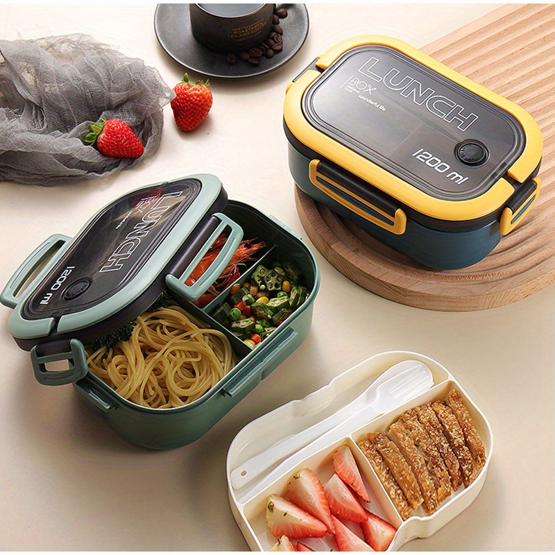 

1pc 1200ml 2- Sealed Lunch Box , Food Containers, Microwavable Bento Box With For Office, Student, Worker