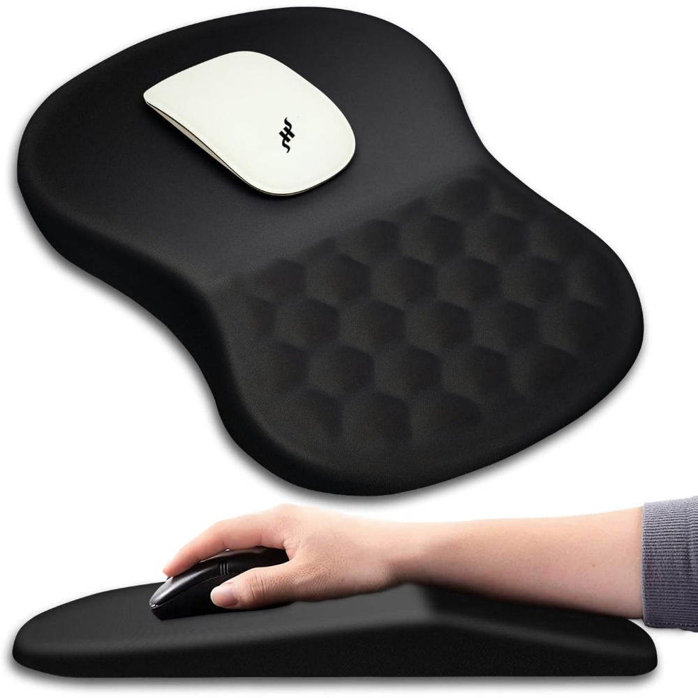 

1pc Ergonomic Rubber Mouse Pad, High-quality Desk Accessory For Wireless Mouse, Comfortable Wrist Rest, Office Supplies