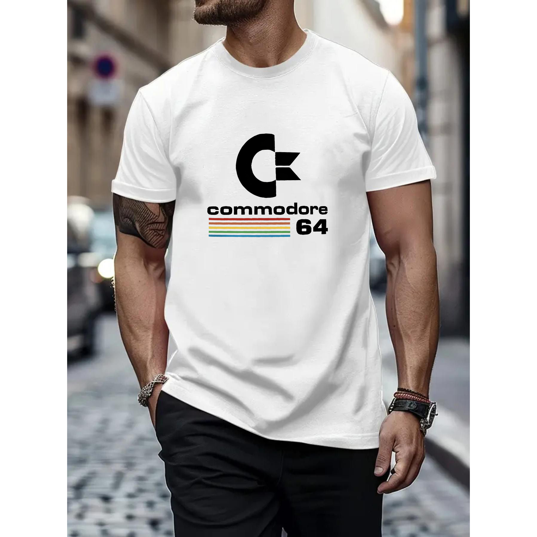 

1pc Graphic Tee For Men - T- , Knit , Regular Fit - Summer Patterned For Adults