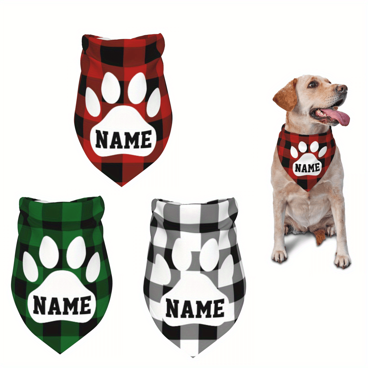 

Customizable Dog Bandana With Paw - Personalized Pet For Small, Medium, And Large Dogs - Perfect Christmas Or Birthday Gift