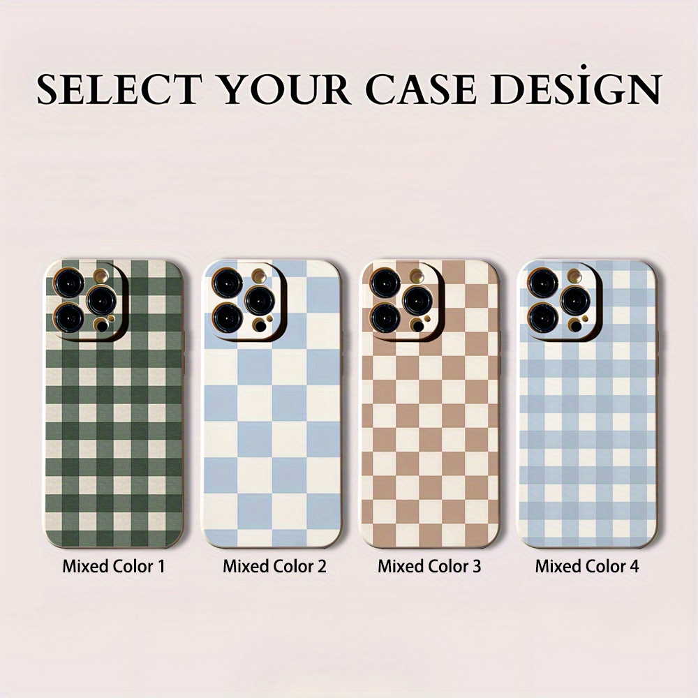 

Coque de Protection pour iPhone 11/12/13/14/15/16 Pro Max/Plus avec Motif à Carreaux et Couleur Lumineuse Groovy