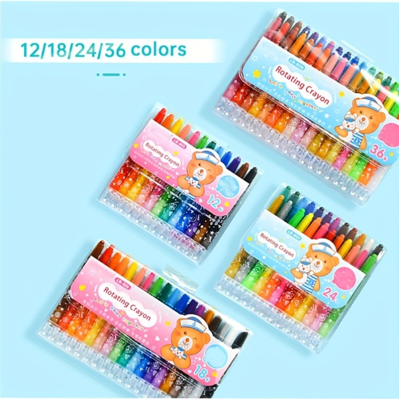 

Rotating Crayons Set: 18 Colors, Non-toxic, Twistable, No Sharpening, Washable, Suitable For Christmas Gifts