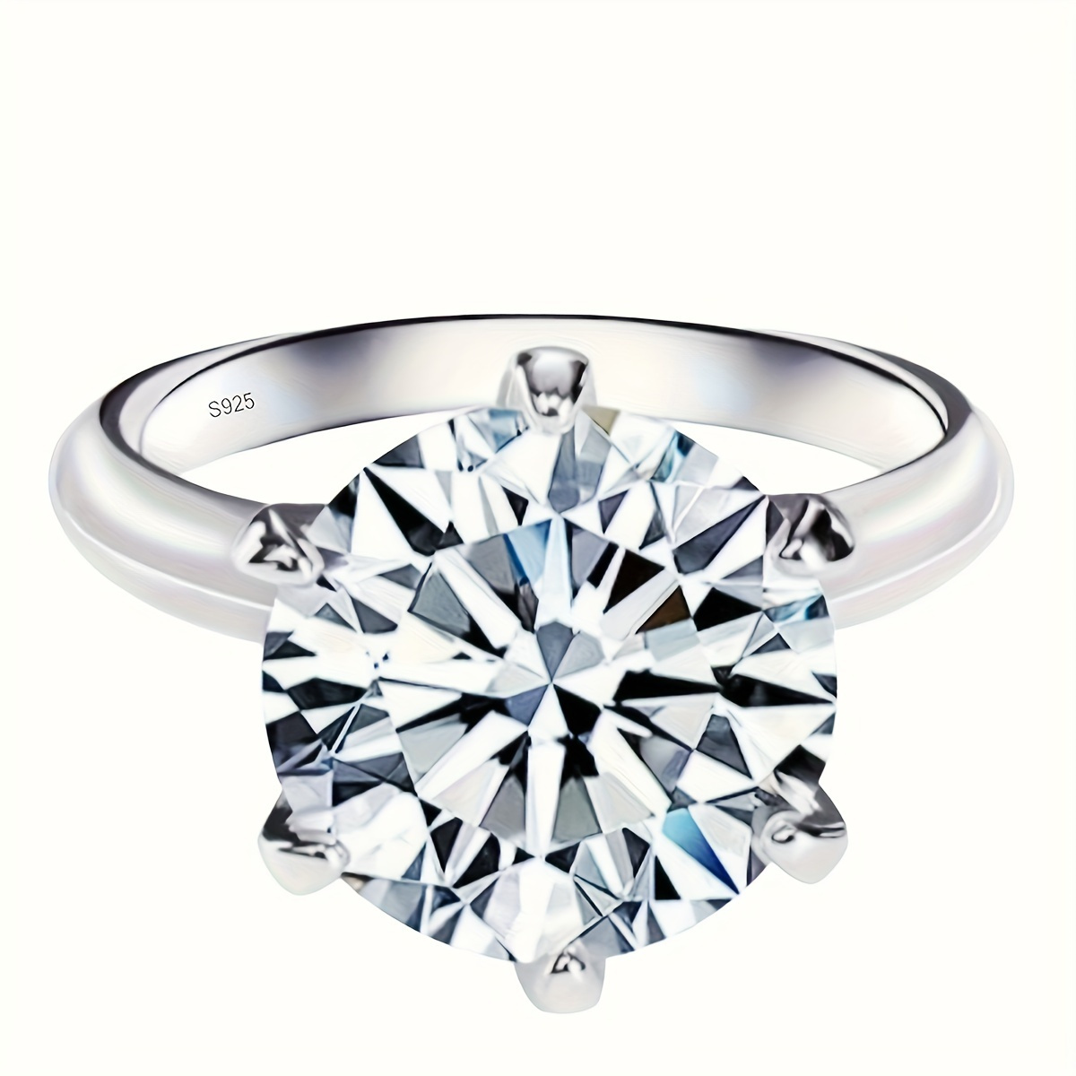 Classic 925 Sterling Silver Moissanite Ring Versatile Jewelry Gift Sparkling Shine Accent Easy Sweet Romantic Detail Thanksgiving Christmas Anniversary Gifts For Wife Mom Sister For Women Men Friend