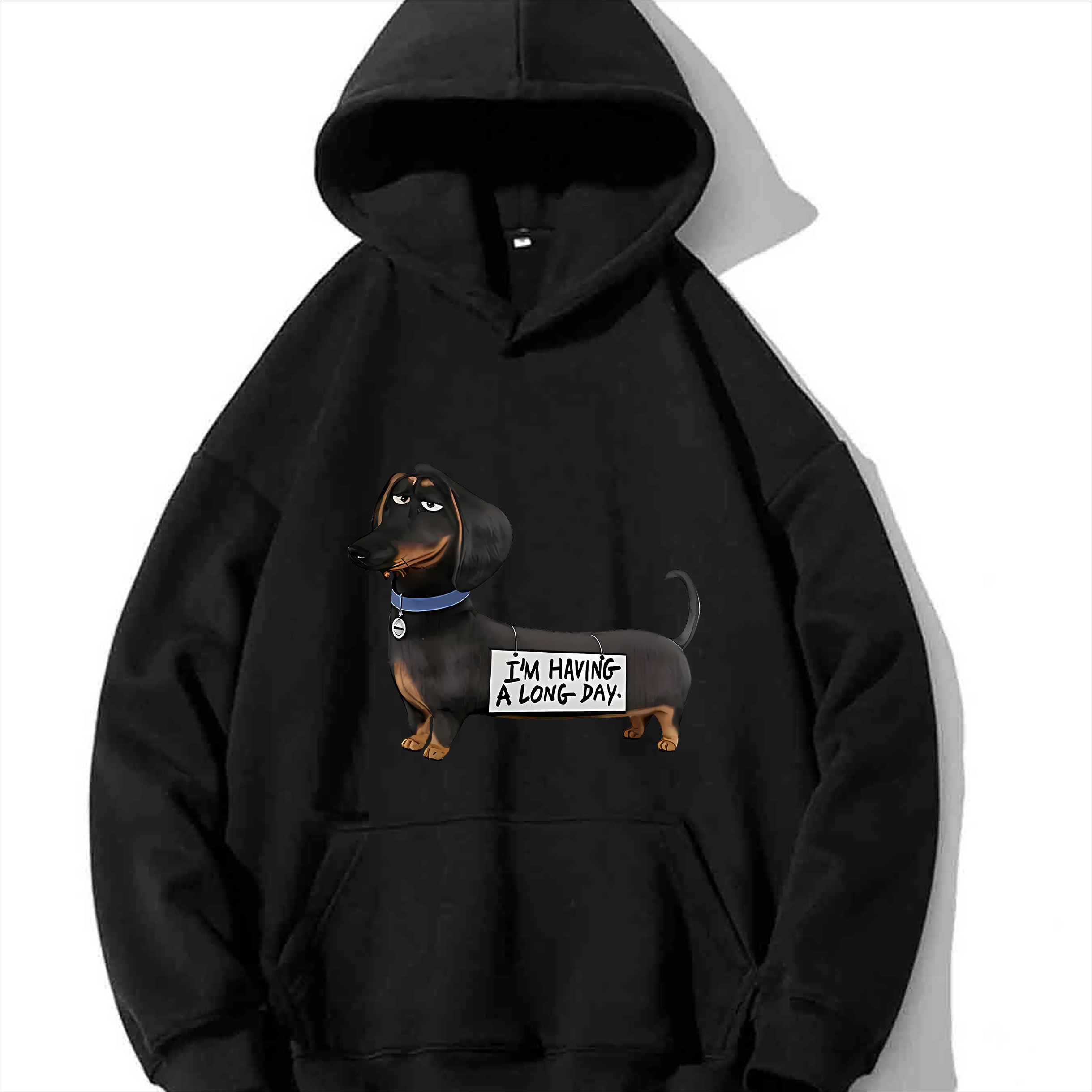 

Fashion Printed Dachshund Graphic Hoodie - Polyester Knit Fabric, Loose Fit, Hooded Pullover With Stretch, Unisex Casual Wear For All