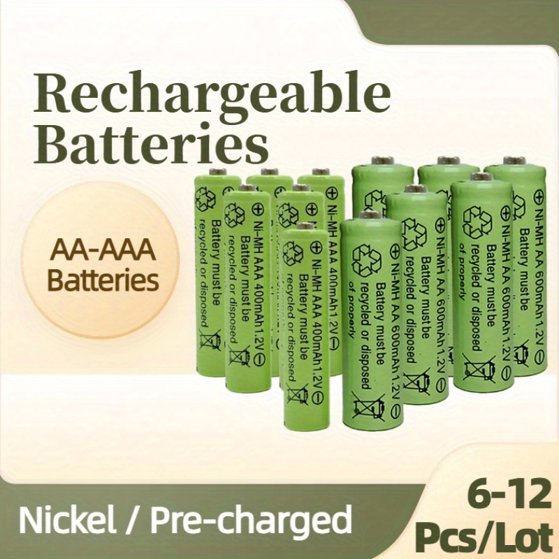 

6-12pcs Aa-aaa Rechargeable Batteries: Pre- And Ready For Use