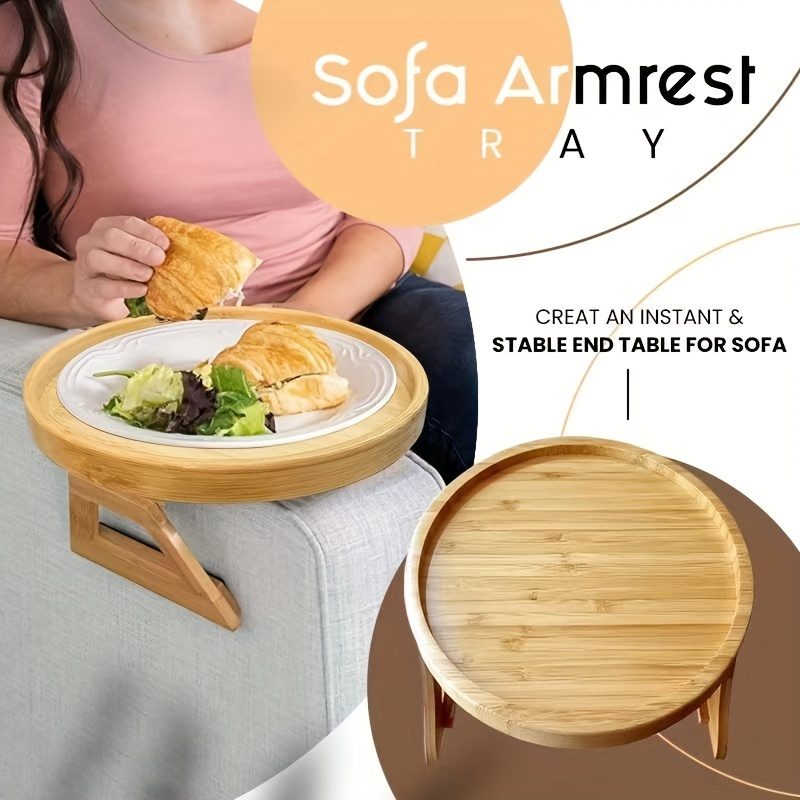 foldable bamboo sofa arm tray ideal as a stable side table hardwood construction natural   9 84 x 5 12 no power needed instant stability details 1