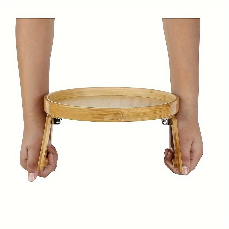 foldable bamboo sofa arm tray ideal as a stable side table hardwood construction natural   9 84 x 5 12 no power needed instant stability details 5