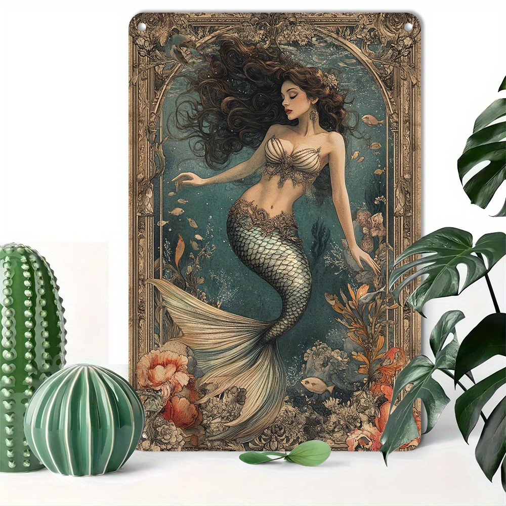 

1pc, Mermaid Girl Tin Sign, 8x12inch/20*30cm, Retro Aluminum Metal Wall Plaque, Decorative Poster For Home, Bar, Pub, Club, Cafe, Reusable Art &