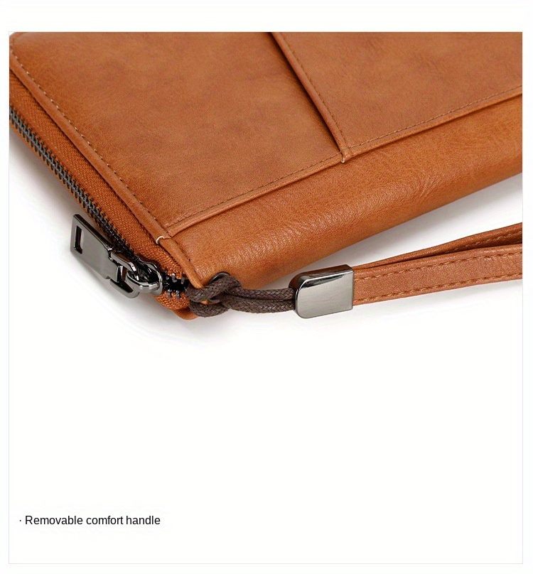 leather rfid blocking passport wallet stain theft resistant travel organizer with zipper closure polyester lined multi functional document holder with lanyard detachable shoulder strap with     travel details 5