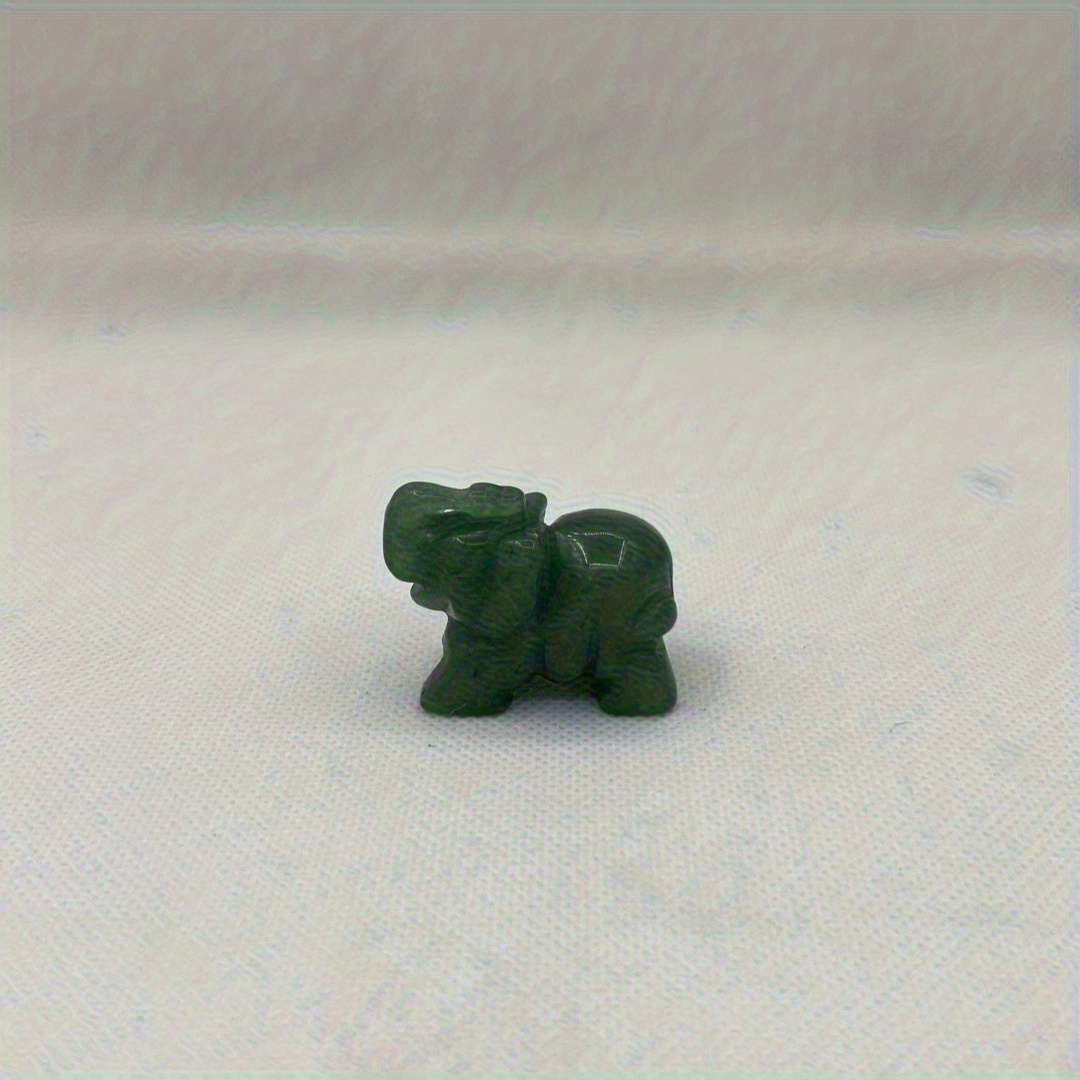 TEMU Hand- Green Aventurine Elephant Figurine - Elegant Decor, Of Good Luck And