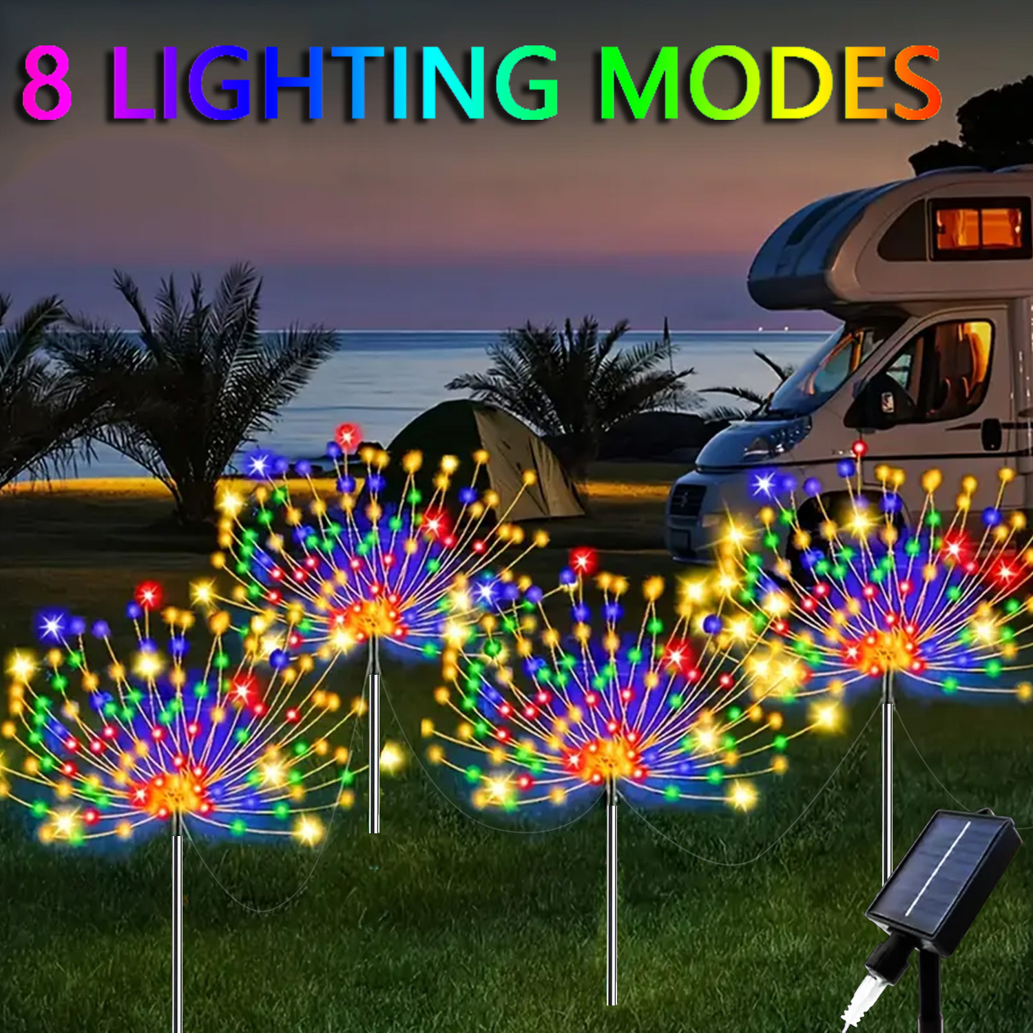 4pcs solar lights outdoor 240 320led outdoor lights solar lights outdoor garden lighting with 8   durable energy saving and   string lights for holiday decor warm white colorful Product details 0