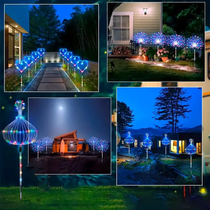 4pcs solar lights outdoor 240 320led outdoor lights solar lights outdoor garden lighting with 8 durable energy saving and string lights for holiday decor warm white colorful Product details 2