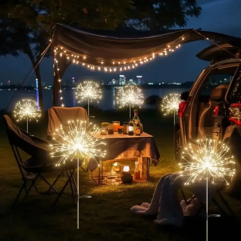 4pcs solar lights outdoor 240 320led outdoor lights solar lights outdoor garden lighting with 8 durable energy saving and string lights for holiday decor warm white colorful Product details 6