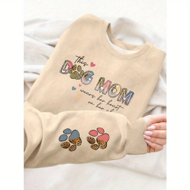 

's Sweatshirt , Knit , / , Dog Mom Graphic, Left , Size S-xxl