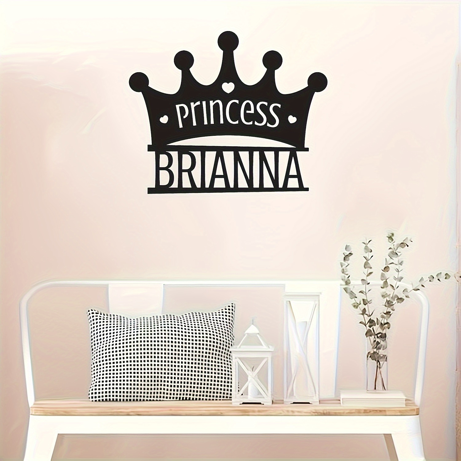 personalized princess crown metal wall decor custom name     for bedroom living room   rooms details 0