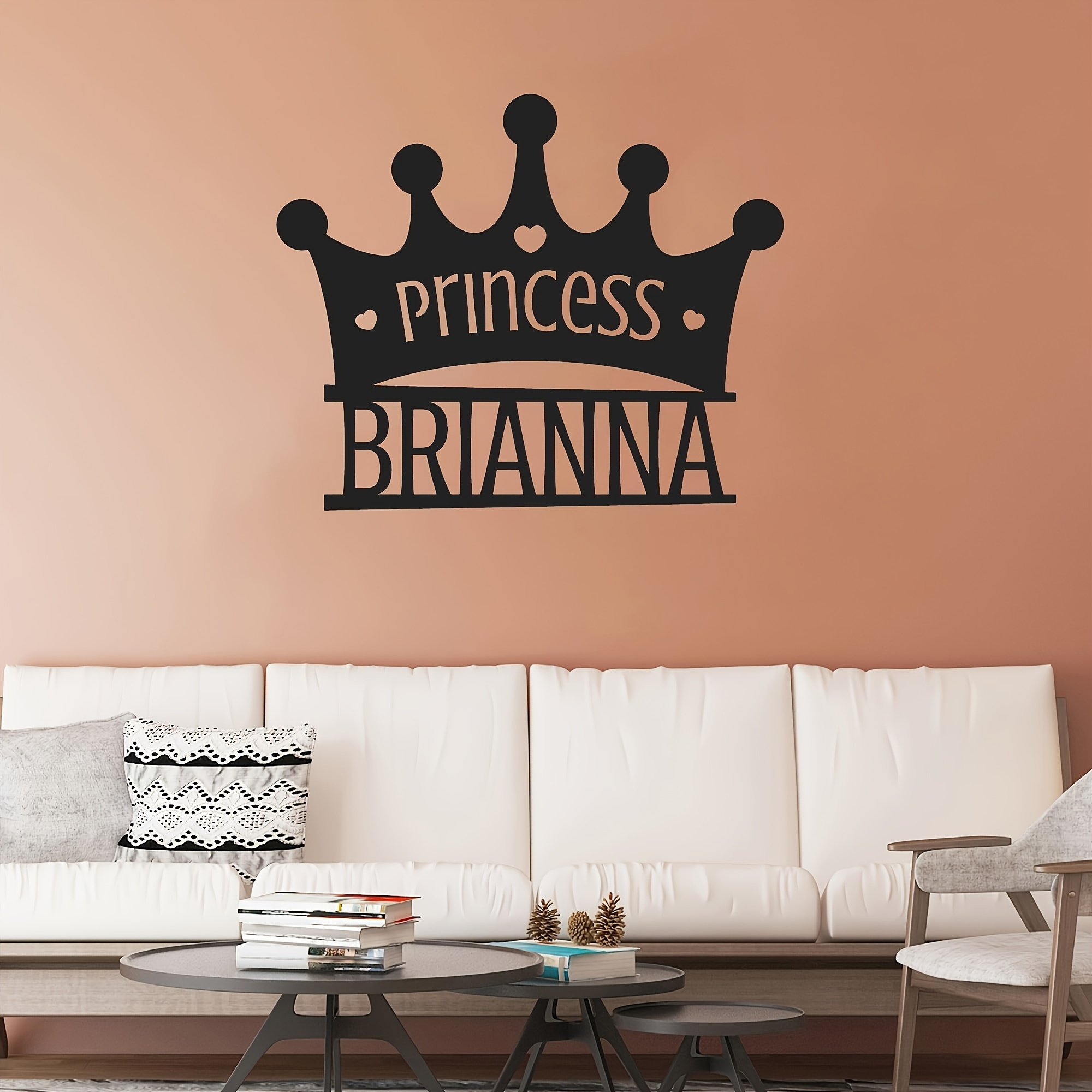 personalized princess crown metal wall decor custom name     for bedroom living room   rooms details 1