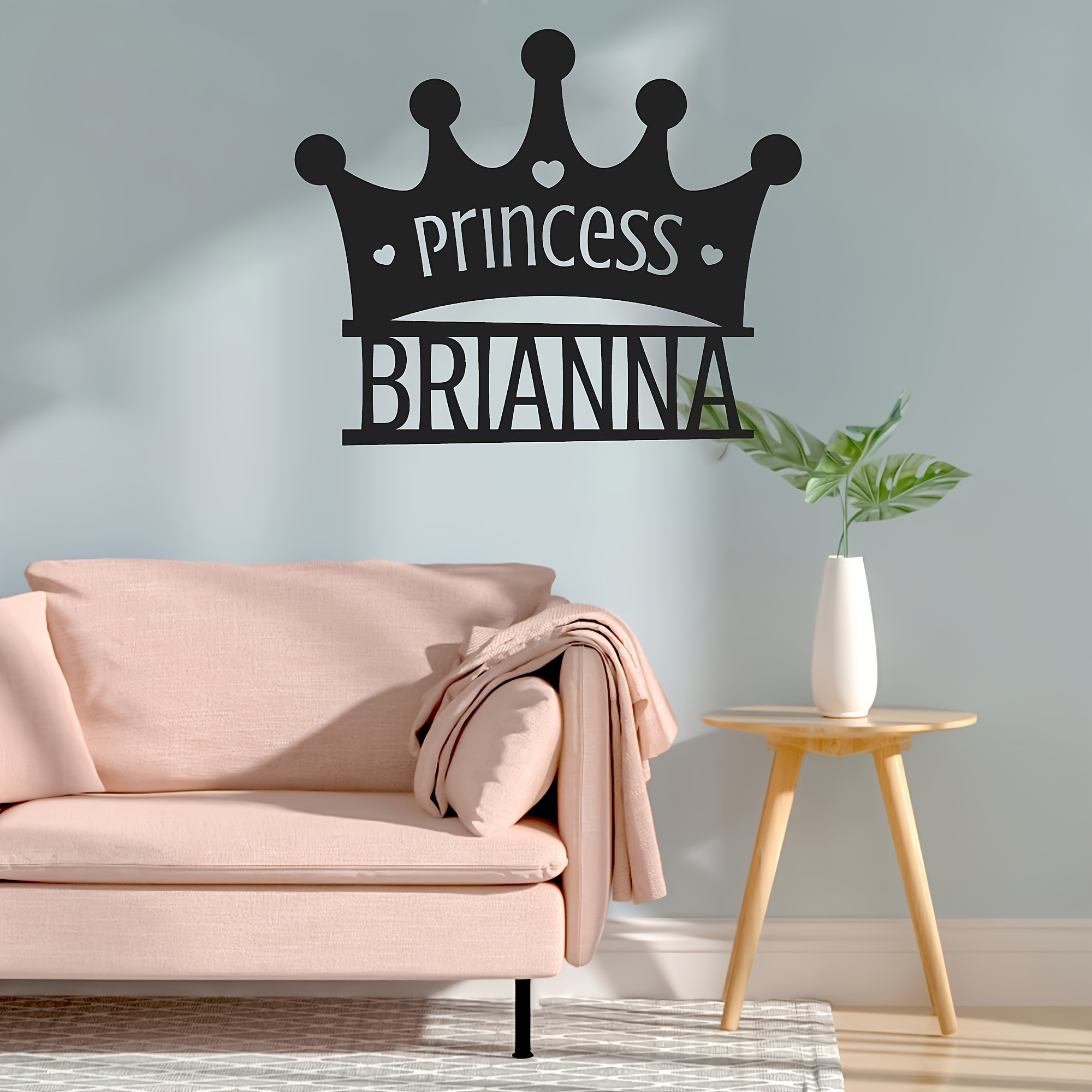 personalized princess crown metal wall decor custom name     for bedroom living room   rooms details 2