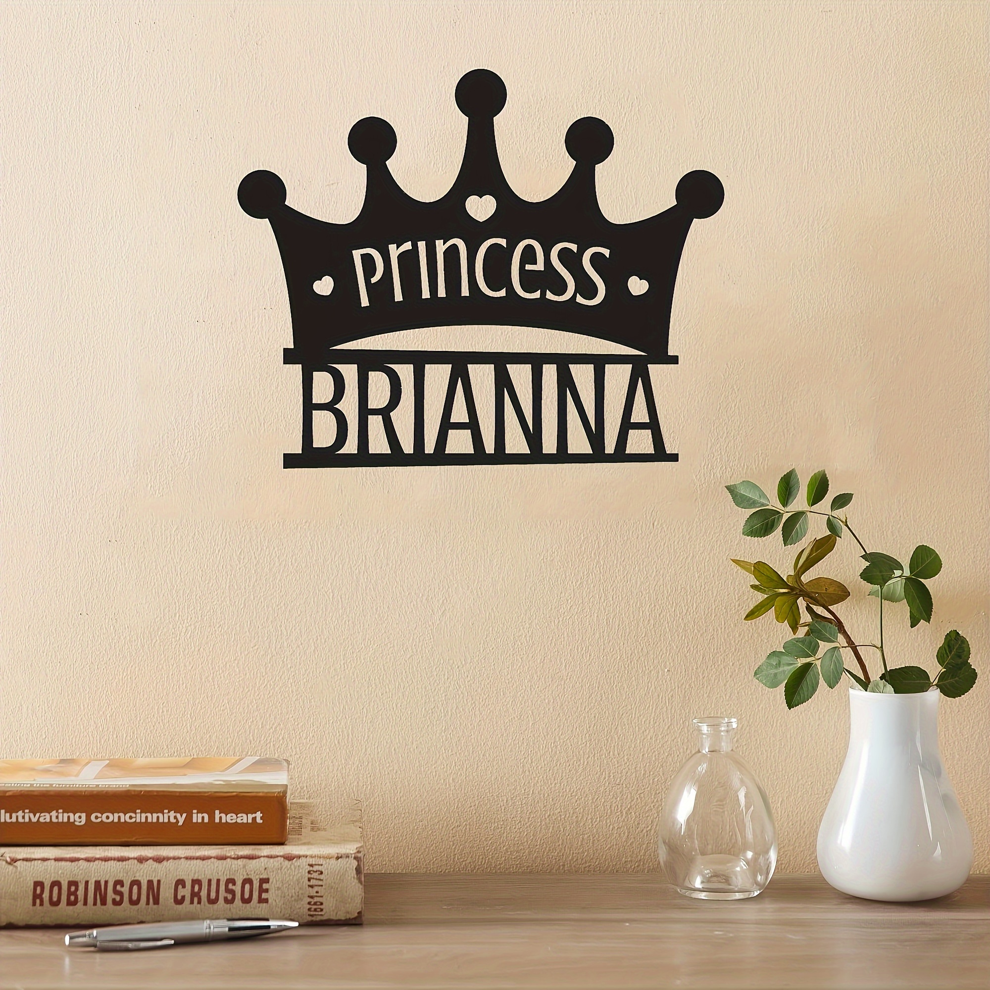 personalized princess crown metal wall decor custom name     for bedroom living room   rooms details 3