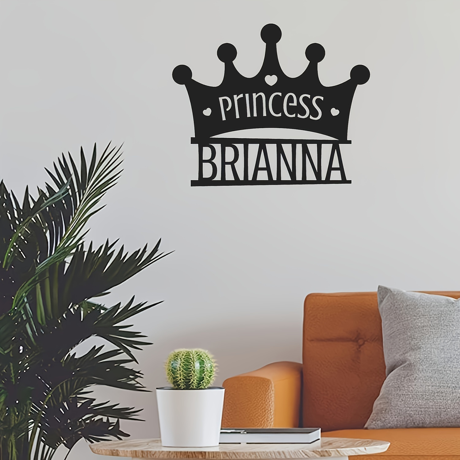 personalized princess crown metal wall decor custom name     for bedroom living room   rooms details 5