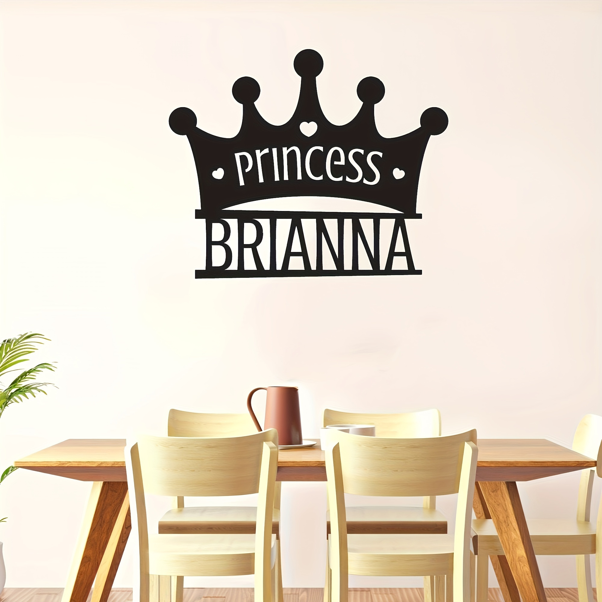 personalized princess crown metal wall decor custom name     for bedroom living room   rooms details 6