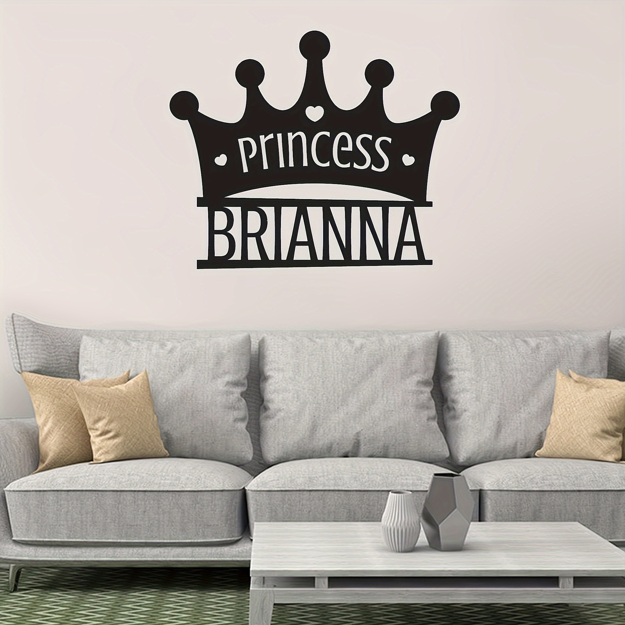 personalized princess crown metal wall decor custom name     for bedroom living room   rooms details 7