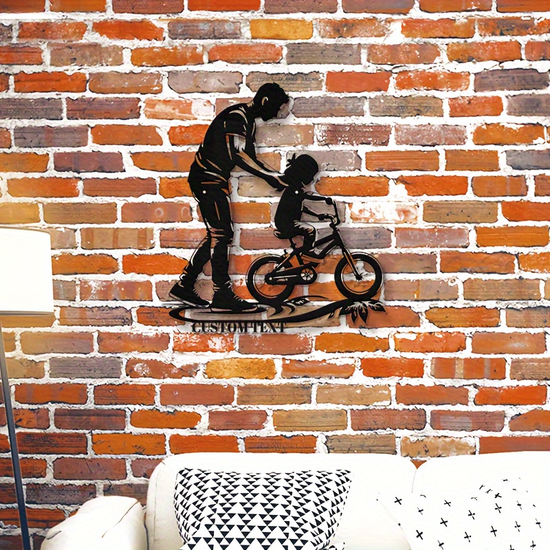 customizable fathers cycling lesson metal     black   bedroom decor details 1