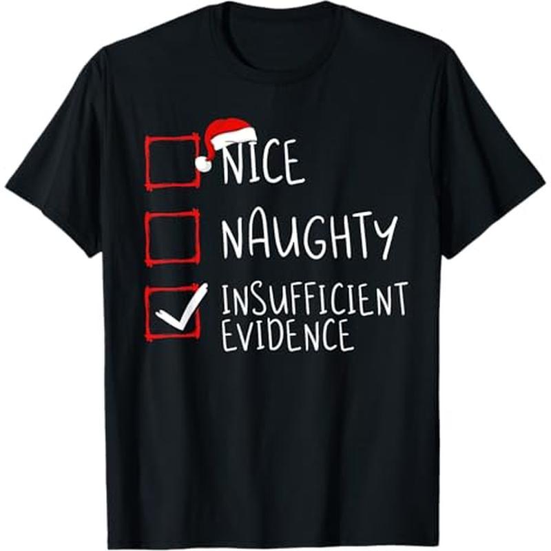 

Nice Naughty Insufficient Christmas Santa Claus T-shirt, 100% Cotton, Halloween Thanksgiving Christmas Gift For Men Women , S-xxxl, Black