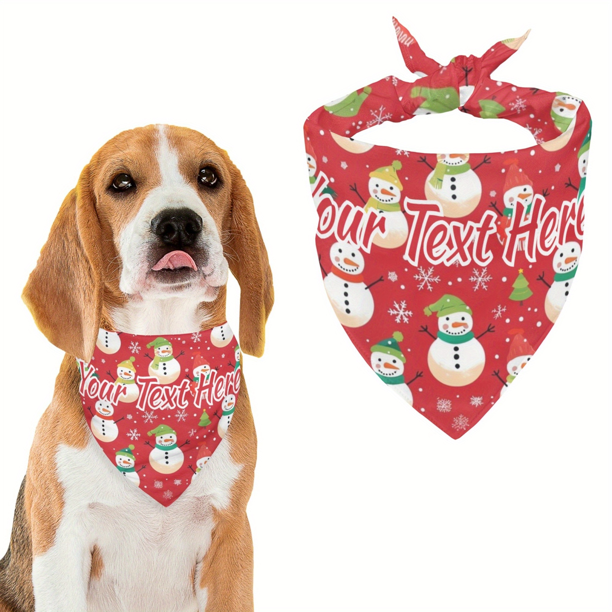 

Customized Pet Scarf, Christmas Dog Saliva Towel, Novelty Pattern Christmas Snowman Funny Dog Scarf, Holiday Supplies