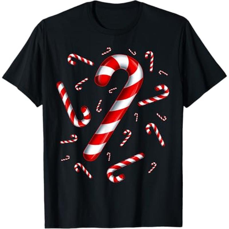 

Candy Cane Red And Costume T-shirt, 100% Cotton, Halloween Thanksgiving Christmas Gift For Men Women , S-xxxl, Black