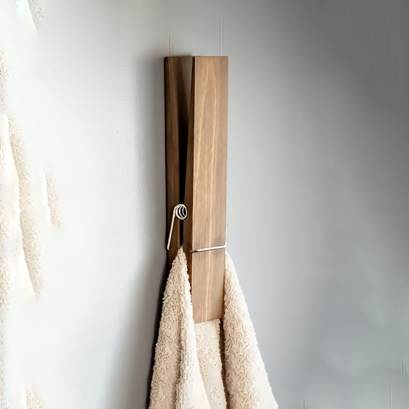 Large Wooden Clip Towel Rack For Bathroom, Wall Mounted Towel Rack For Decoration, Wall Mounted Towel Shower Cap Hook, Halloween And Christmas Decoration