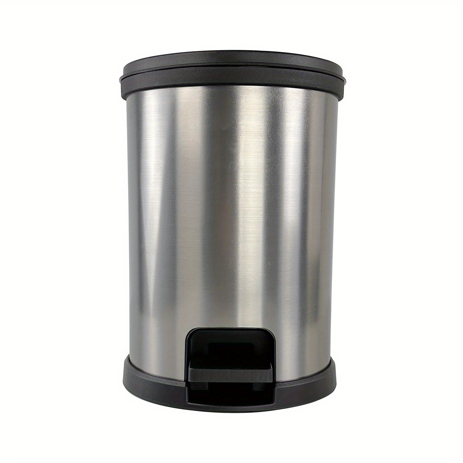 

1.5 Gallon Trash Can, Plastic Round Step Bathroom Trash Can, Silver