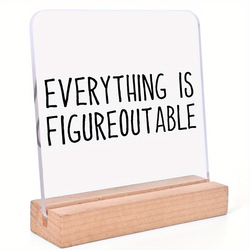 TEMU Is Figureoutable" Inspirational Acrylic Desk Plaque - Perfect Motivational Gift For , Boss, Coworker | No Power Needed, Floor Standing