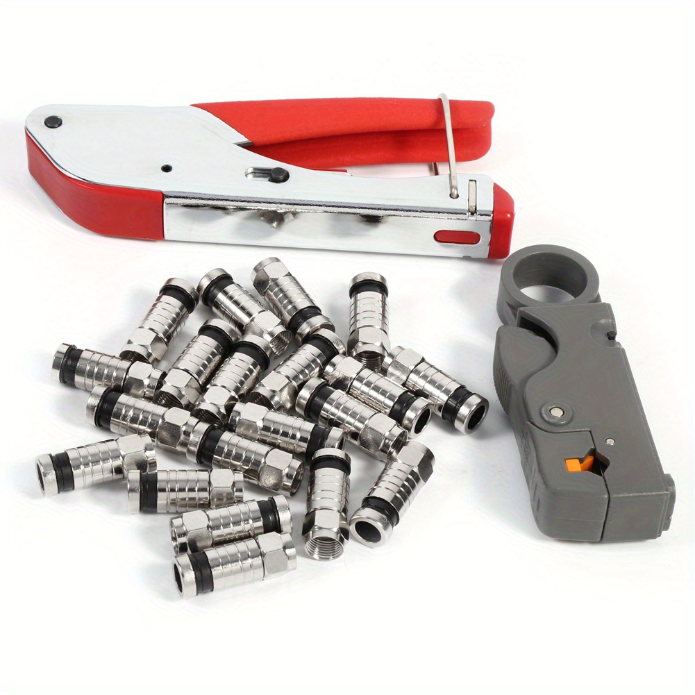 Tool Kit For Rg58 Rg59 Rg6 Connectors Cable Stripper Coaxial Crimping Set