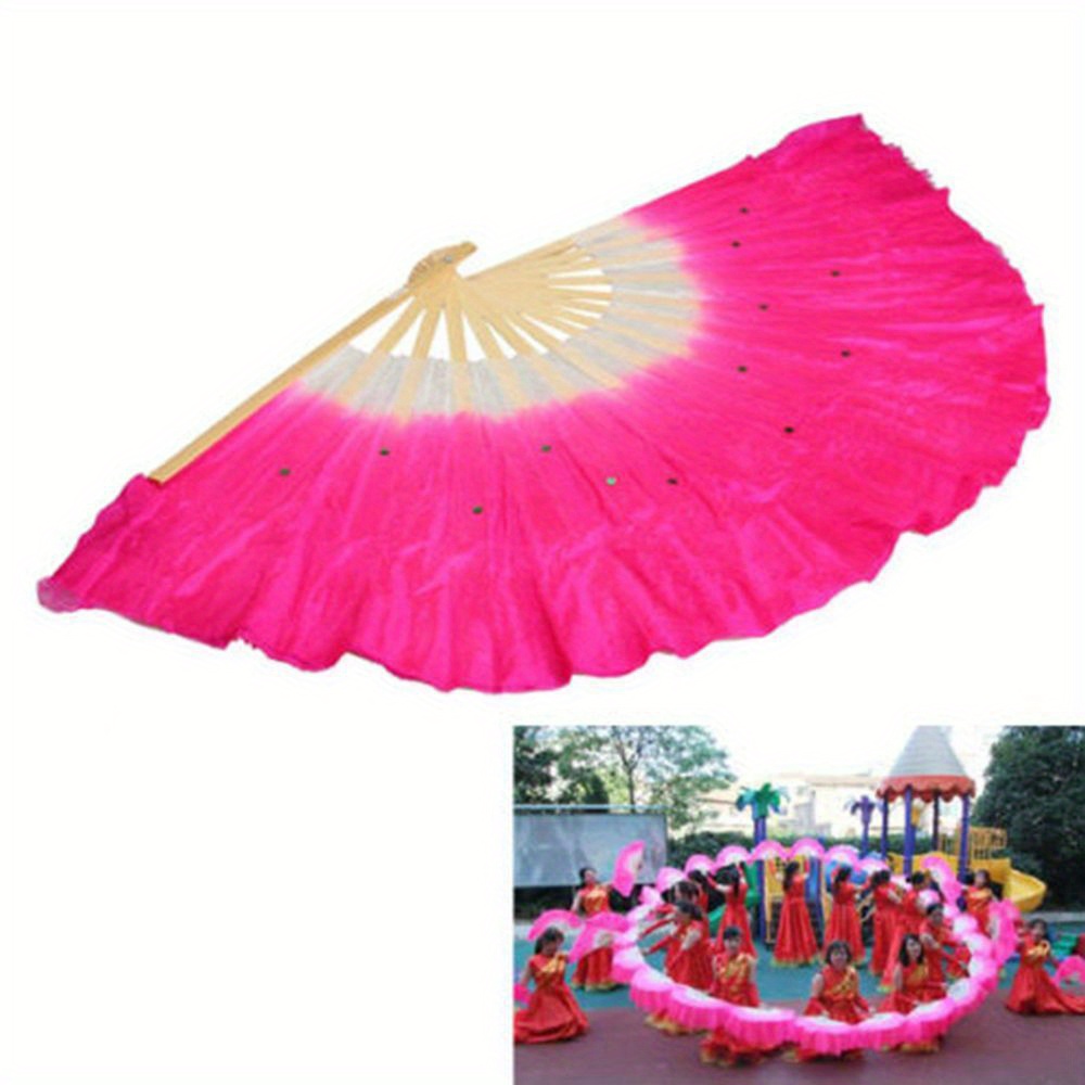 

Chinese Rose Veil Bamboo Short Dancing Fan For Belly Dance