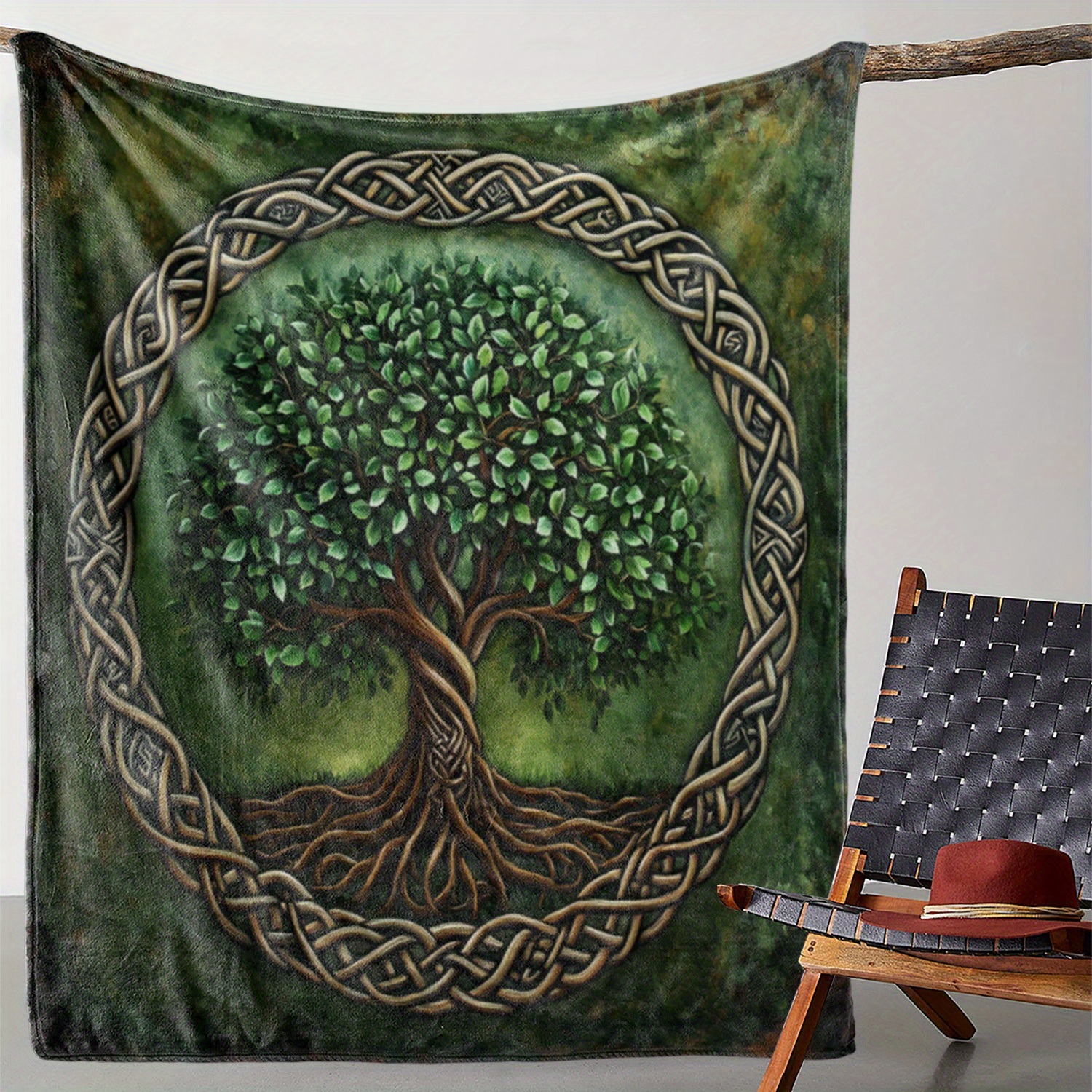 

Vintage Tree Of Life Flannel Throw Blanket - , Soft Cozy Polyester, Knitted, Comfort For Bed, Couch, Office, Car, Camping, Travel - , Machine Washable, 59x78.7 Inches