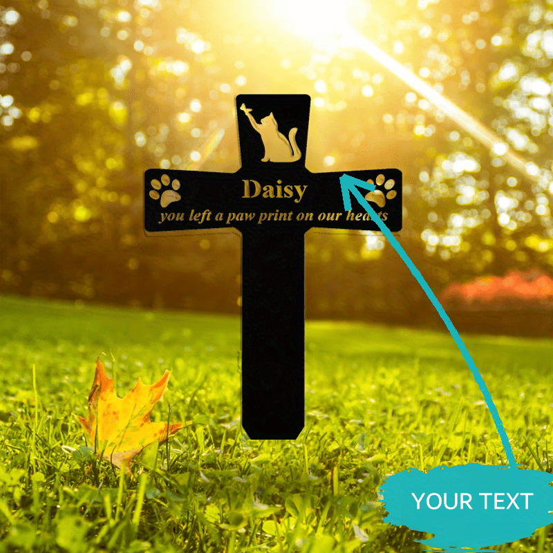 custom cat   stake personalized metal outdoor grave marker sympathy   for pets weather resistant with paw       14 black details 0