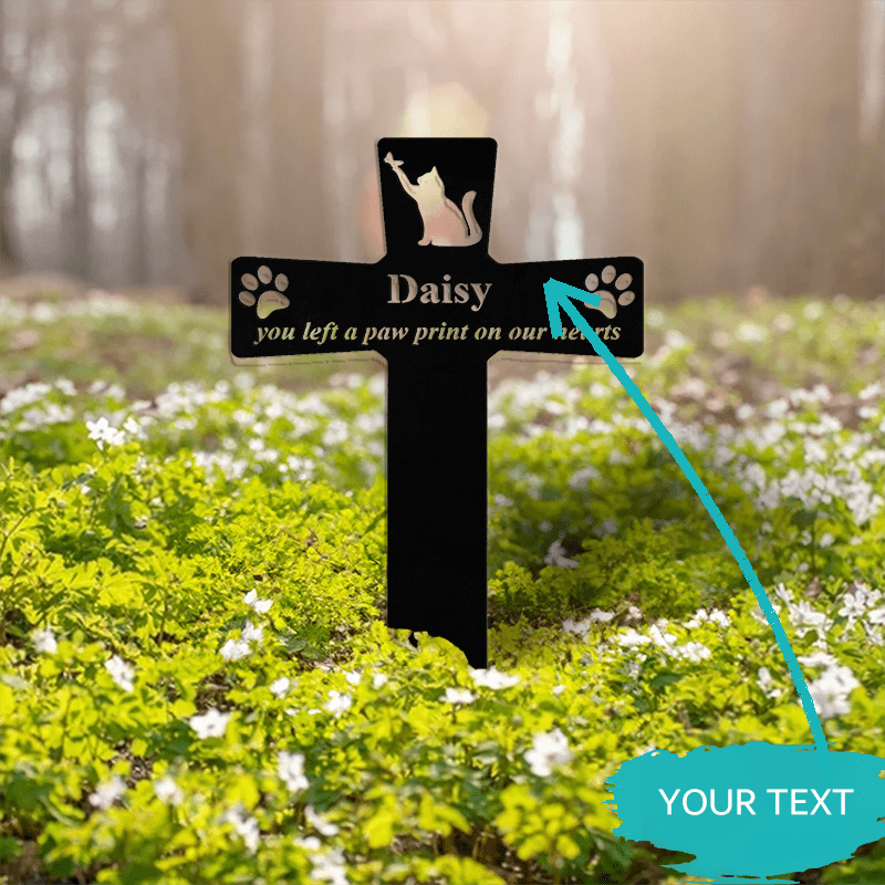 custom cat   stake personalized metal outdoor grave marker sympathy   for pets weather resistant with paw       14 black details 3