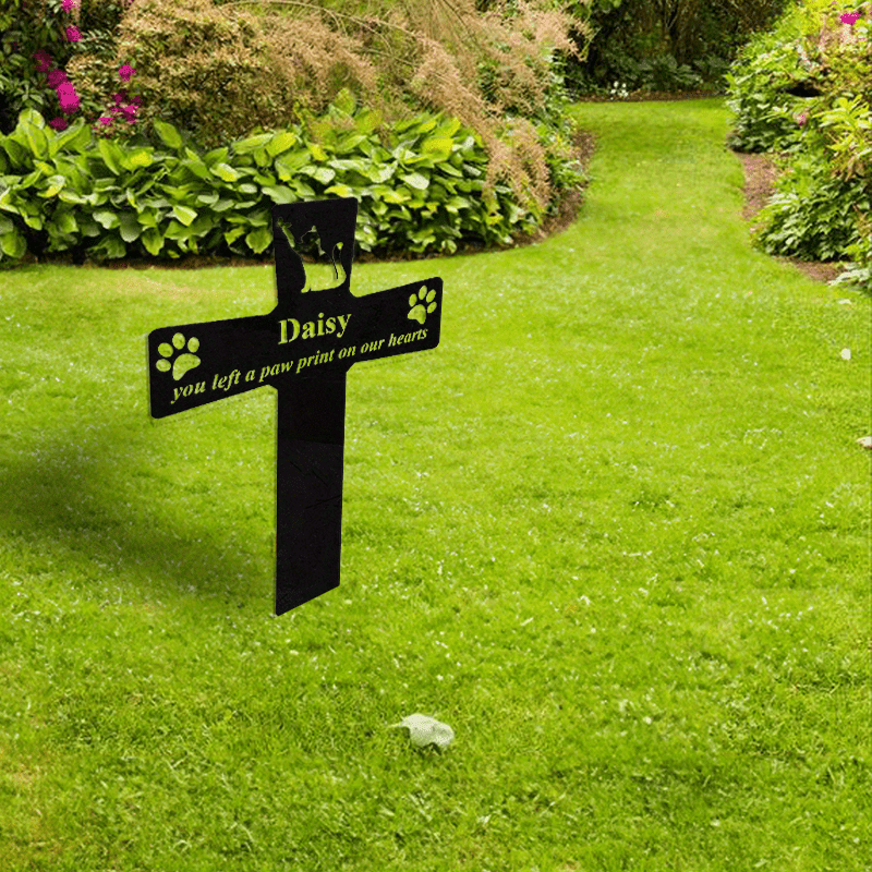 custom cat   stake personalized metal outdoor grave marker sympathy   for pets weather resistant with paw       14 black details 5