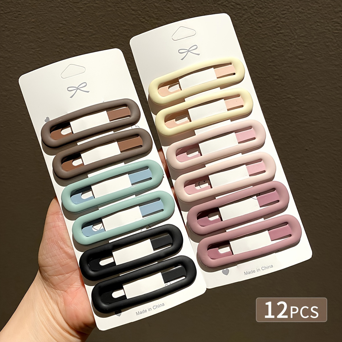 TEMU 12pcs Matte Hair Clips, Assorted Colors, Side Barrettes, Versatile Bobby Pins For Updos And Styling