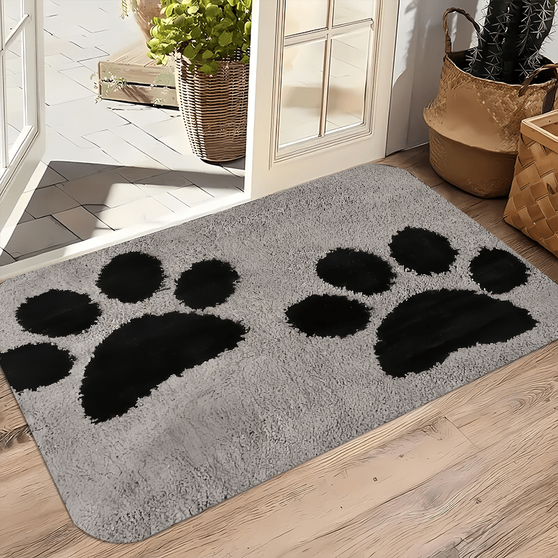 

1pc Dog Paw Print Doormat - Machine Washable, Non-slip, Water-resistant, Stain-resistant Polyester Flannel Mat For Living Room, Bedroom, Bathroom, Kitchen, Laundry - , Fade-resistant Entry Rug