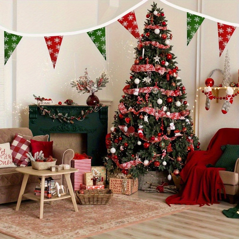 

30m Christmas Bunting - & Red , Polyethylene Flags For Decorations, For Christmas