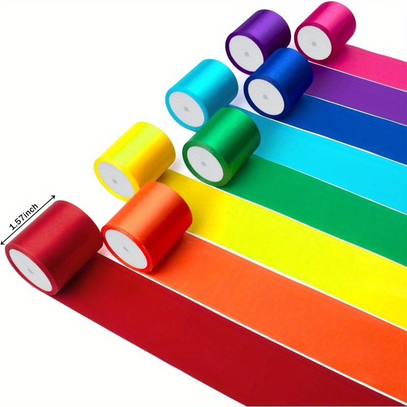 

8 Rouleaux de ruban à de 4cm/1.57 pouces, une de haute qualité pour de couleurs , ruban fin pour emballage cadeau, fête de mariage, anniversaire, décoration DIY