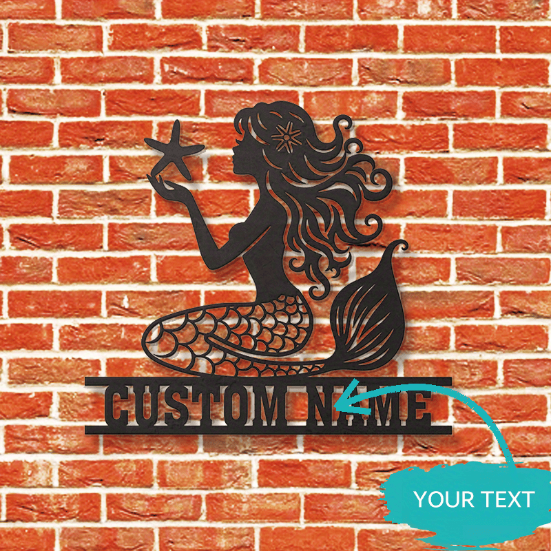 personalized mermaid tail metal wall decor text ideal for beach house nursery with unique gift for mermaid fans   14 details 0