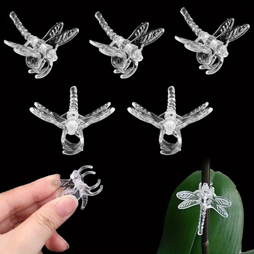 [25pcs Durable Clips] 25pcs Durable Dragonfly Orchid Clips | Plastic Garden Support & Vine Grips For Lawn Care
