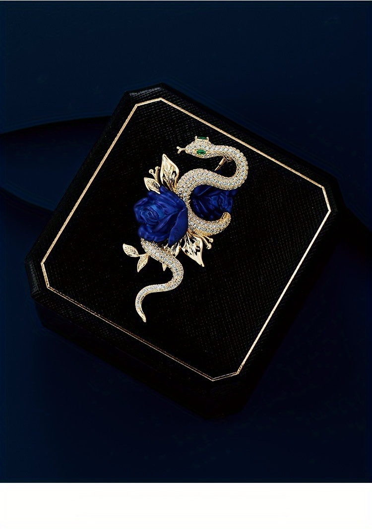 elegant rose snake enamel brooch pin classic korean style drip   accessory for men and women details 3