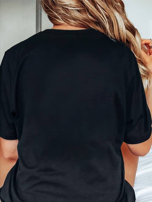womens high stretch regular neck t shirt vibrant horse alphabet print tee machine washable casual summer top for relaxed fit shirt stretchy fabric shirt